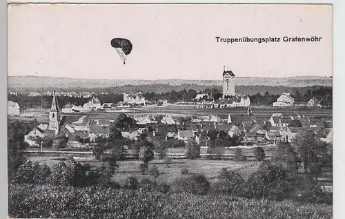 (107638) AK Truppenübungsplatz Grafenwöhr, Totale mit Beobachtungsballon, 1935