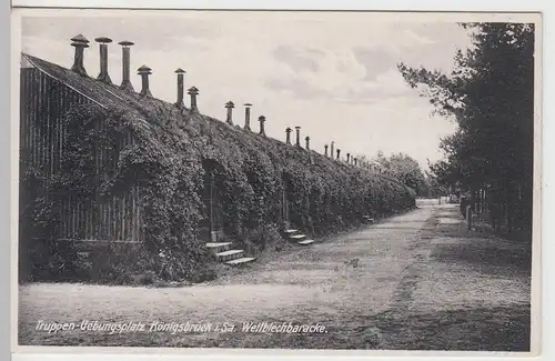 (107637) AK Truppenübungsplatz Königsbrück i.Sa., Wellblechbaracke, vor 1945