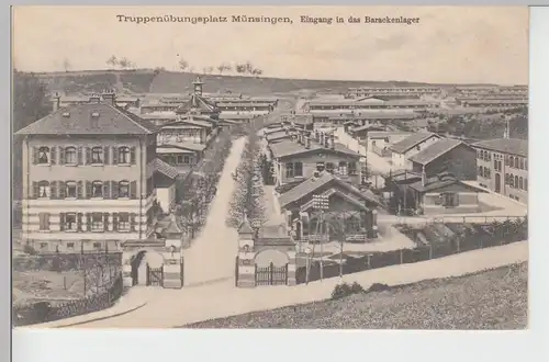 (104932) AK Truppenübungsplatz Münsingen, Eingang i.d. Barackenlager, 1915