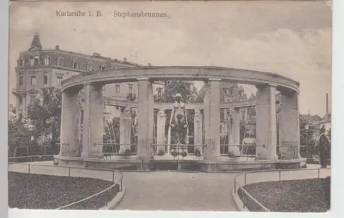 (92898) AK Karlsruhe, Stephansbrunnen, 1913
