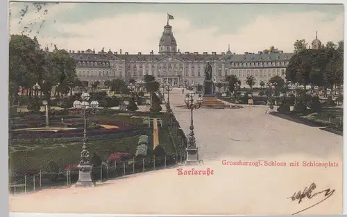 (90143) AK Karlsruhe, Schloss mit Schlossplatz 1903
