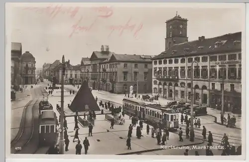 (76577) Foto AK Karlsruhe, Marktplatz, 1934