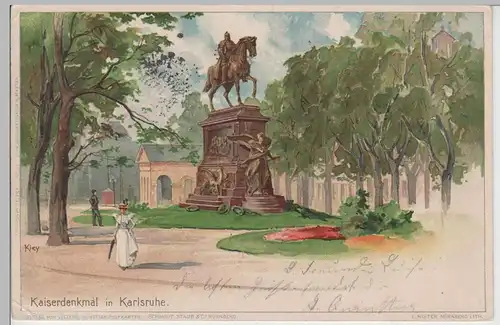 (74822) Künstler AK Kley: Karlsruhe, Kaiserdenkmal, 1900