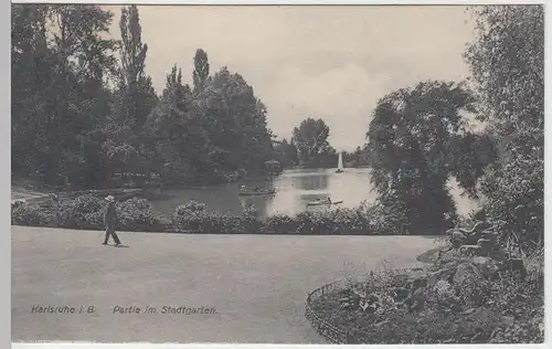 (56514) AK Karlsruhe, Partie im Stadtgarten, 1916