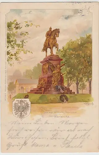 (42845) Künstler AK C. Münch, Karlsruhe, Kaiser-Wilhelm-Denkmal 1901