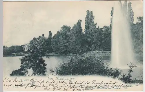 (41984) AK Gruss aus Karlsruhe, Stadtgarten, 1900