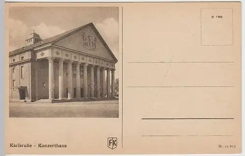 (39416) AK Karlsruhe, Konzerthaus vor 1945