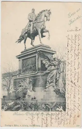 (31454) AK Gruss aus Karlsruhe, Kaiser-Wilhelm-Denkmal, 1898