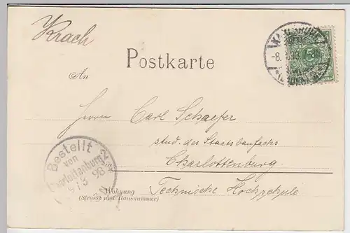 (31450) AK Gruss aus Karlsruhe, Kaiserstraße, 1898