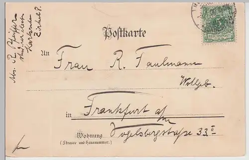 (115003) Künstler AK Gruß aus Karlsruhe, Schloss, Turm, See 1900