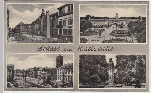 (114115) AK Karlsruhe, Mehrbildkarte 1950er