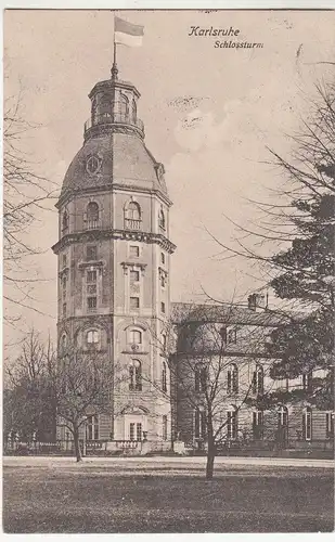 (113283) AK Karlsruhe, Schlossturm, um 1915