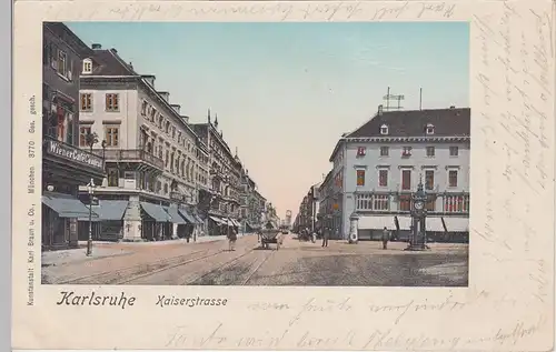 (112724) AK Karlsruhe, Kaiserstraße, Golddruck in den Fenstern 1902