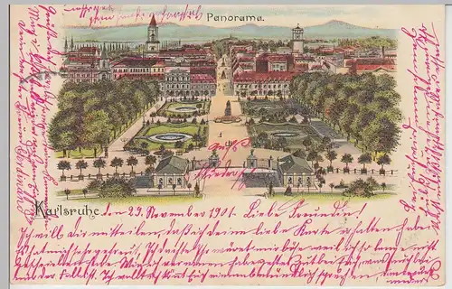 (105609) AK Karlsruhe, Panorama, Litho 1901