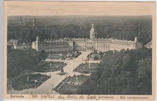 (101554) AK Karlsruhe, Schlossplatz vor 1945