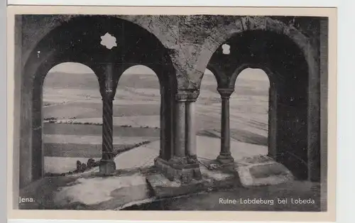 (85774) AK Jena, Ruine Lobdeburg, Fensterblick 1955