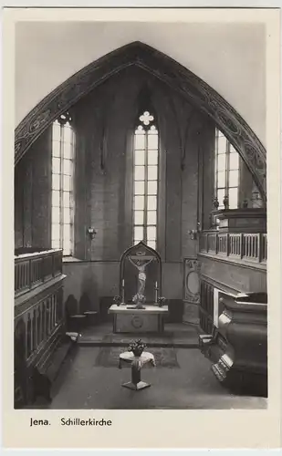 (85511) Foto AK Jena, Wenigenjena, Schillerkirche, Altar, 1956