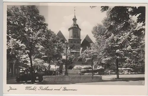 (76249) Foto AK Jena, Thür., Rathaus, Markt, Brunnen 1933-45