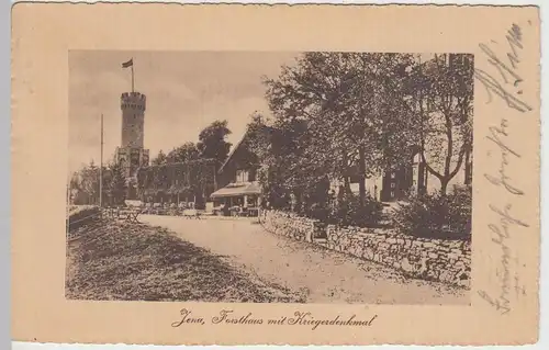 (43123) AK Jena, Forsthaus mit Kriegerdenkmal 1925