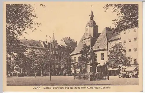 (109606) AK Jena, Markt, Rathaus, Kurfürsten Denkmal 1928