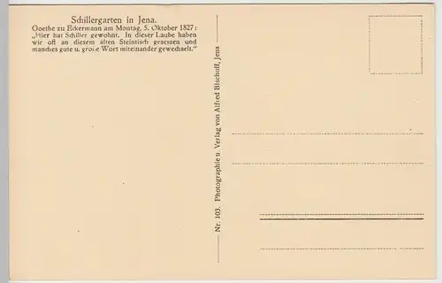 (109108) AK Jena, Schillergarten, Steintisch und Bank, vor 1945