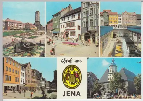 (102783) AK Jena, Thür., Mehrbildkarte, Johannisstraße, Rathaus 1983