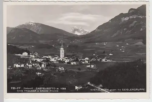 (52980) Foto AK Kastelruth, Castelrotto, Panorama, Geislergruppe, n. 1945