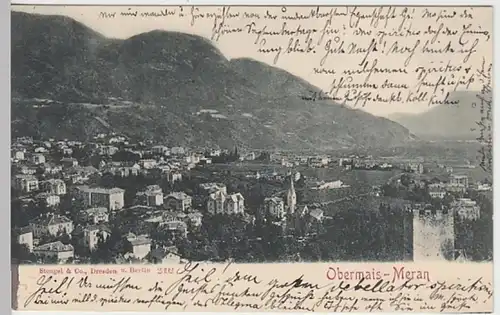 (27253) AK Obermais, Meran, Maia Alta, Merano, Panorama 1900