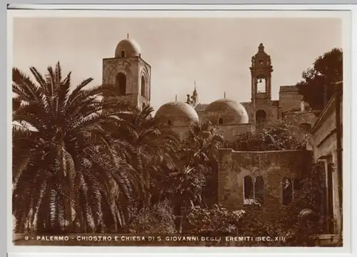 (18268) Foto AK Palermo (Sizilien) Kreuzgang u. Kirche St. John 1938