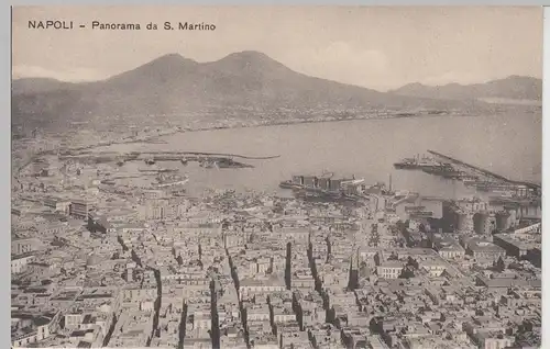 (109998) AK Napoli, Neapel, Panorama, S. Martino, vor 1945