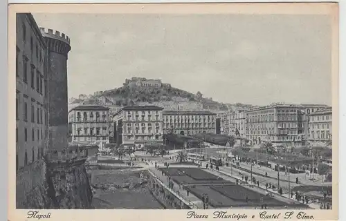(105424) AK Napoli, Piazza Municipio e Castel S. Elmo, vor 1945