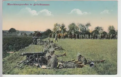 (93313) AK 1. WK, Maschinengewehre in Gefechtspause, Feldpost 1915