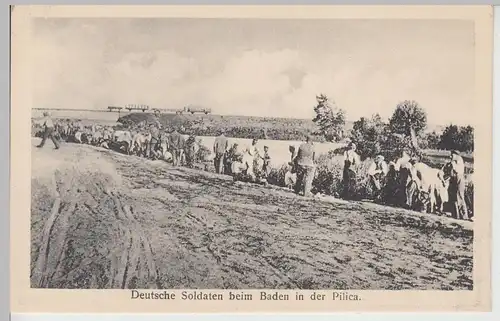 (112361) AK 1. WK, Deutsche Soldaten beim Baden in der Pilica, 1914-18