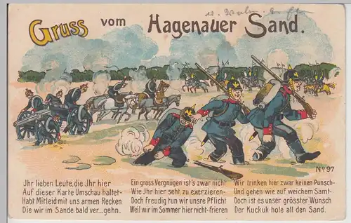 (112088) Künstler AK Gruß vom Hagenauer Sand, Haguenau, Militaria, Feldpost 1916
