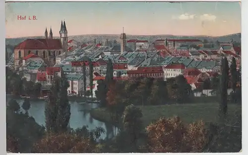 (103237) AK Hof i.B., Totale, Feldpost 1918