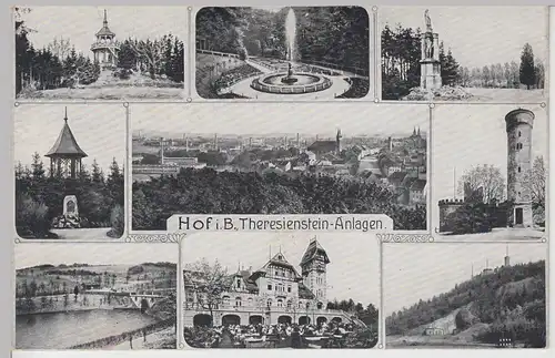 (103236) AK Hof i.B., Theresien-Anlagen, Mehrbildkarte 1917