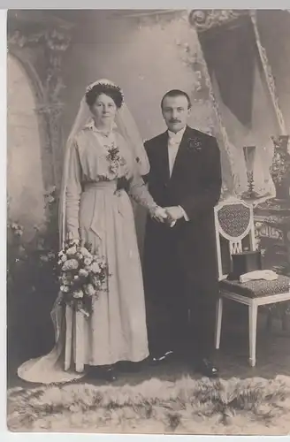 (50492) Foto AK Hochzeitspaar, Kabinettfoto, vor 1945