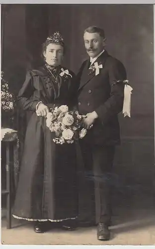 (44850) Foto AK Hochzeitspaar, Kabinettfoto, vor 1945