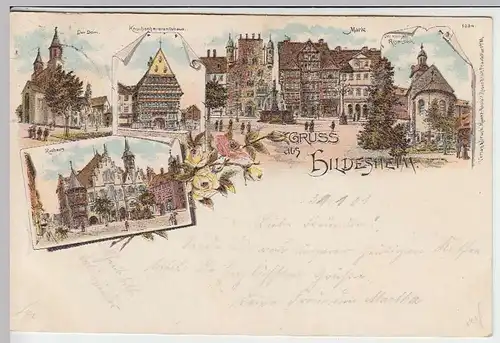 (33390) AK Gruss aus Hildesheim, Litho 1901