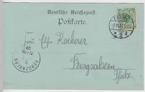 (111523) AK Gruß aus Hildesheim, Rathaus, Brunnen, Mondscheinkarte 1897