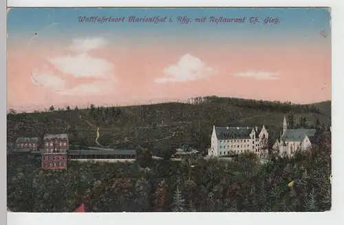 (98033) AK Marienthal (Geisenheim), Ansicht mit Restaurant Th. Gieß, 1917