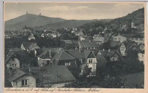 (98020) AK Bensheim, Blick auf Auerbacher Schloss u. Melibocus, vor 1945