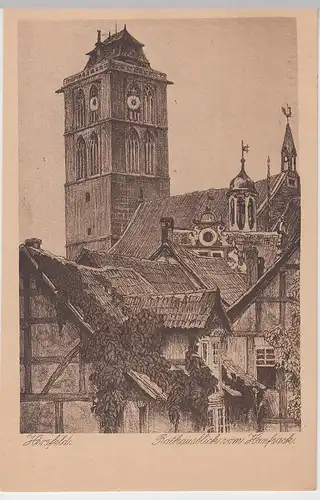 (95888) Künstler AK Hersfeld, Rathausblick vom Hanfsack, vor 1945