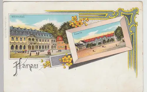 (95398) AK Hanau, Wilhelmsbad, Kaserne, Litho um 1900