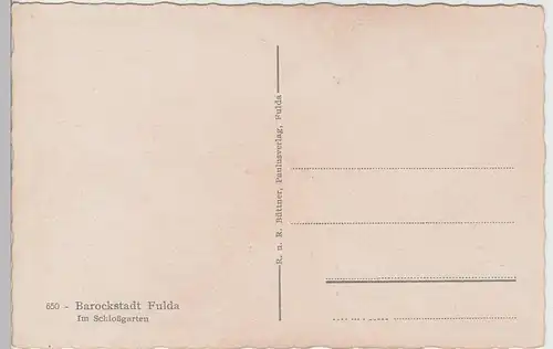 (94953) AK Schloss Fulda, Blick vom Schlossgarten, vor 1945