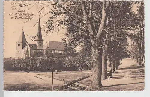 (94952) AK Fulda, Michaelskirche, Paulusallee, Feldpost 1917