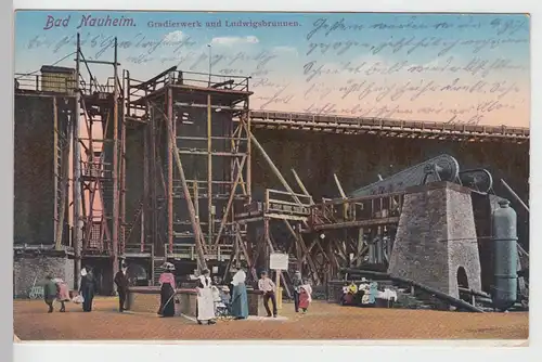 (94802) AK Bad Nauheim, Gradierwerk und Ludwigsbrunnen, 1916