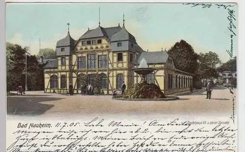 (91500) AK Bad Nauheim, Badehaus VII, neuer Sprudel 1905