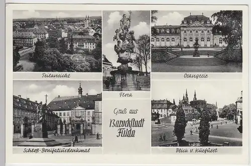 (90205) AK Fulda, Bonifatiusdenkmal, Orangerie, Flora, Mehrbildkarte