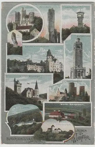 (80076) AK Werratal, Burgen, Schlösser u. Ruinen, Mehrbildkarte vor 1945